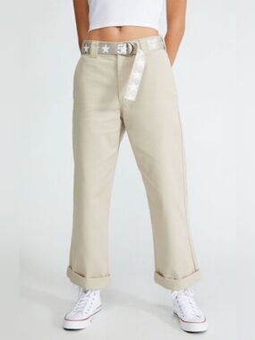 FIVESTAR GENERAL Relaxed Cropped Straight Leg Pants High-Rise Natural Women 0/24